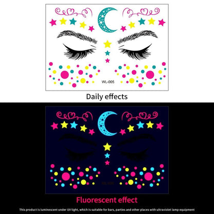 1/5/8-Piece 3D Face and Eye Tattoo Stickers for Party Makeup, Diamond Rhinestone Stickers, Self-Adhesive Mixed Crystal Face Decoration Stickers, Parallel Import