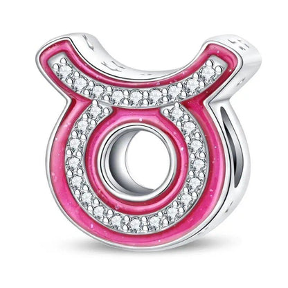 925 Sterling Silver Pink Zircon 12 Zodiac Sign Charm, Compatible with Pandora Original Bracelets, Jewelry Making, Gift for Women, Gem Color: PAC1498 - Parallel Import