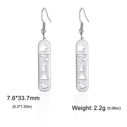 Lucktune Ancient Egyptian Ankh Hieroglyph Symbol Earrings, Stainless Steel, Eye of Horus Drop Earrings, Women's Spiritual Jewelry, Metal Color: Style, Parallel Import