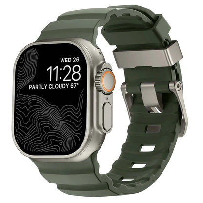 Sport Band for Apple Watch Ultra 2/10/9/8/7/6/SE/5/4 - Soft Silicone and Titanium Bracelet Strap, Compatible with iWatch 42mm, 44mm, 45mm, 46mm, and 49mm Band Colors: 42mm, 44mm, 45mm, 46mm, and 49mm Band Widths (Imported)