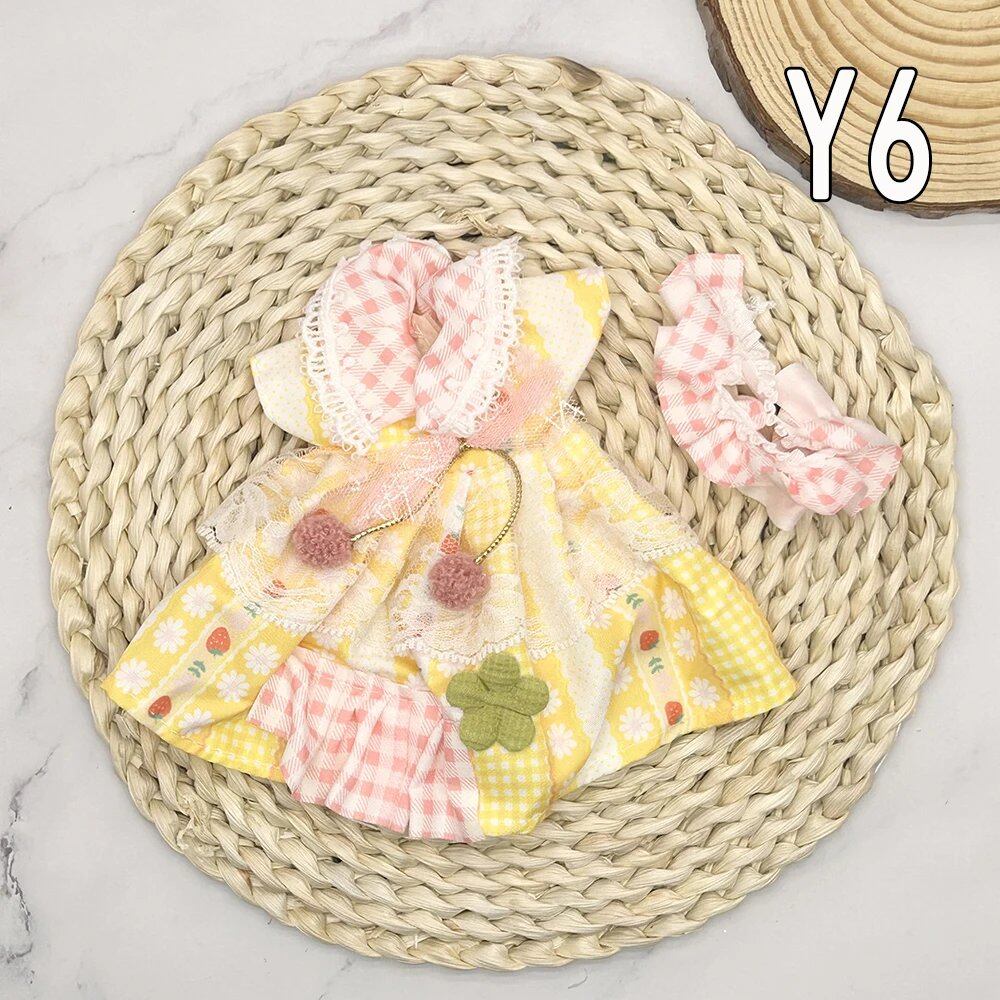 1/6 Scale BJD Doll Clothes Full Set (30cm) Anime Cute Reborn Doll Skirt, Hat, and Head Dress for Girls, Gift, Dress-Up DIY Dollhouse Toy, Parallel Import