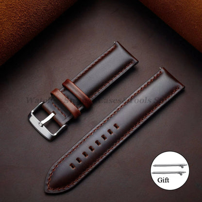 Genuine Leather Watch Band, Vintage Style, 18mm, 20mm, 22mm, 24mm, 26mm, DW Compatible, Quick Release, Universal Wristband, Band Color: mm, Parallel Import