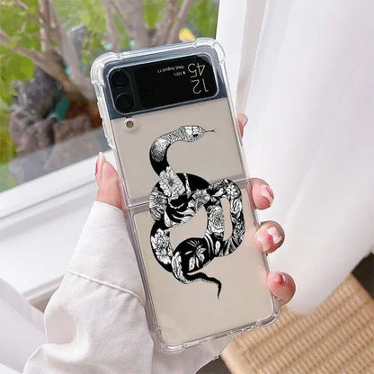 スピリチュアルスネーク スマホケース Samsung Galaxy Z Flip 6/5/4/3用 クリア ハード 折りたたみカバー Z Flip 5対応 透明 ファンダ カラー：スタイル 並行輸入品