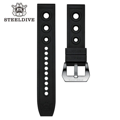 Steeldive Official 20mm/22mm Premium Soft Rubber Strap for Men's Dive Watches, Replacement Strap, Band Color: mm, Parallel Import
