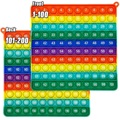 1-200 Number Counting and Calculation Fidget Pop Toy, Rainbow Silicone Push Bubble Educational Math Game Toy for Preschoolers, Color: Small, 1-200, Rainbow, Parallel Import