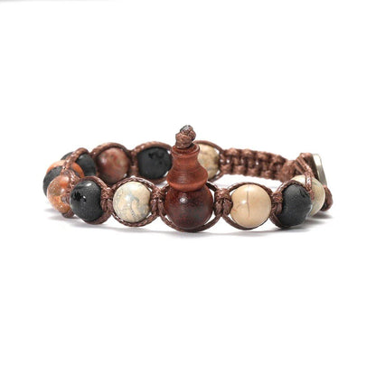 Natural Stone Prayer Bracelet, Tibetan Prayer Beads, Handmade Men's and Women's Bracelet, Yoga &amp; Meditation Jewelry, Metal Color: Style, Parallel Import