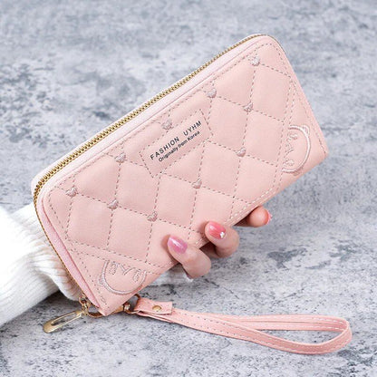 女性用ファッション ハート型 ジッパー付き長財布 ソリッドカラー PUレザー コインポーチ レディース リストバンド付き カードホルダー クラッチバッグ ;発送元: 並行輸入品