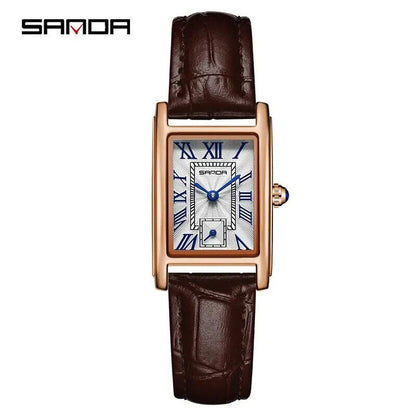 SANDA 1116 New Fashion 2024 Elegant Design Rectangular Dial Waterproof Quartz Analog Wristwatch for Women, Color: P1116; Customization Unavailable, Parallel Import