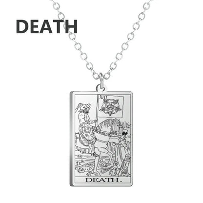 Stainless Steel Classic Tarot Card Pendant Necklace, Major Arcana, Gypsy Tarot, Divination Necklace, Jewelry, Mother's Day Gift, Parallel Import