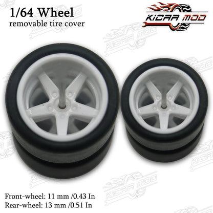 1/64 Scale RLC Premium Slick Tires for Hot Wheels RLC Muscle Car Advan GT Model Car Modification Parts D:11mm+13mm (1 Set) Color Parallel Import
