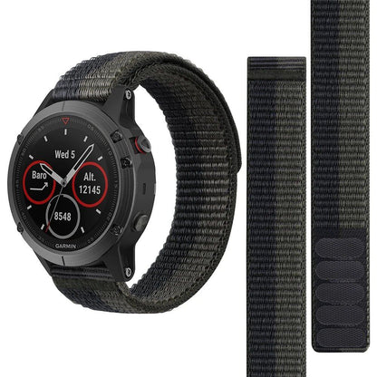26mm and 22mm Hook-and-Loop Nylon Strap Watch Band for Garmin Fenix 6X/6 Pro/5X/5/7X/7, Epix 2, and Forerunner 965/955/945/935. Band Color: Parallel Import.