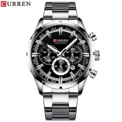 Karen Men's Watch with Blue Dial, Stainless Steel Band, Date Display, Waterproof, Luxury Business Watch, Imported