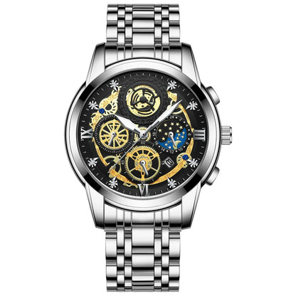 BINBOND B4010 Fashion Casual Quartz Men's Watch with Stainless Steel Strap, Luxury Dial, Luminous Display, 30M Water Resistance, Parallel Import