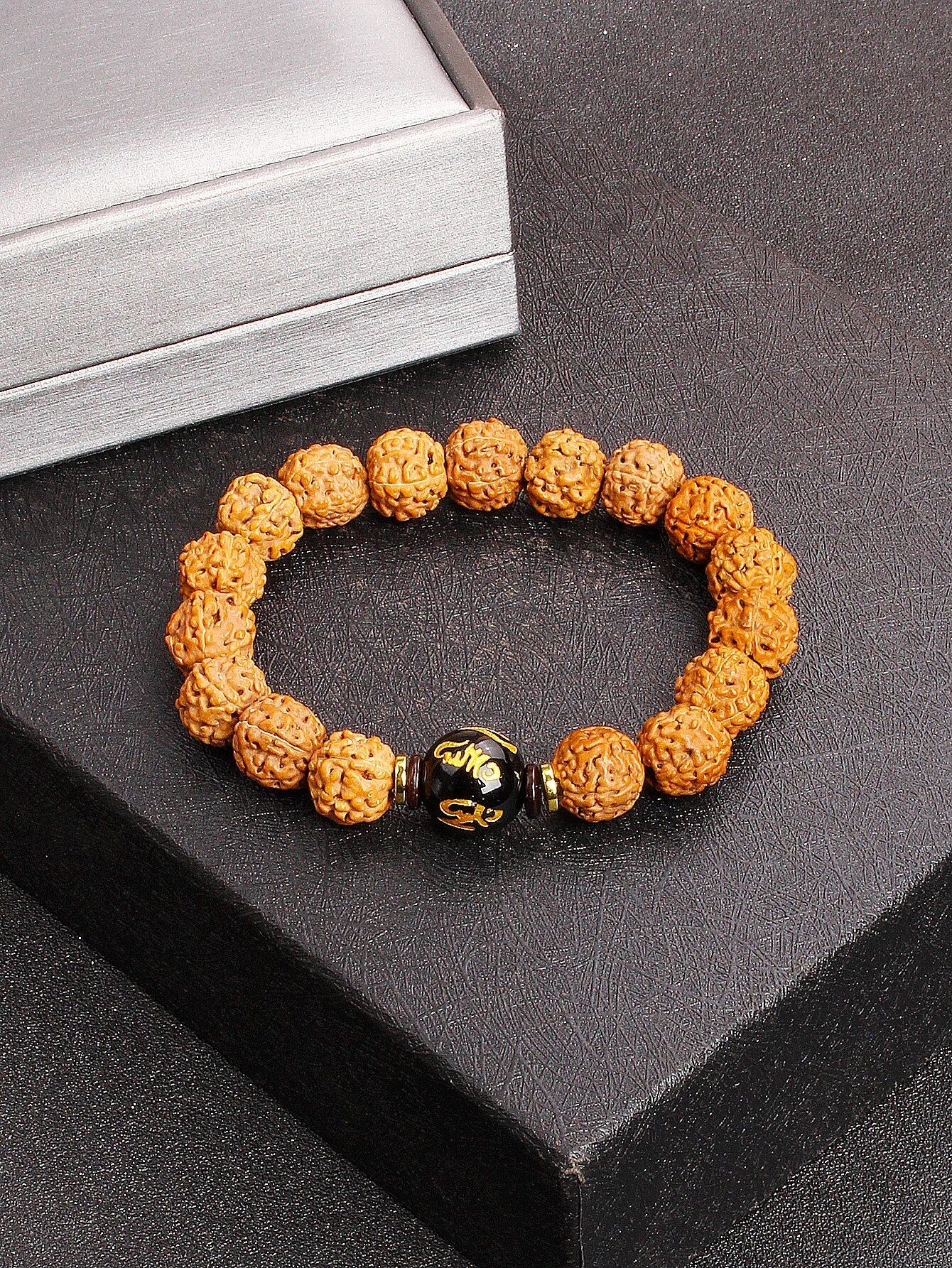 12mm Vajra Bodhi Rudraksha Bracelet with Red Tiger Eye and Aquamarine (Protection, Courage, Calmness, Mental Energy, Harmony) Length: 12mm (Parallel Import)