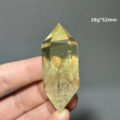 Natural Clear Citrine Double Tip Energy Bar, Reiki Healing Crystal Point, Garden Home Decor, Meditation, Spiritual Color, Parallel Import