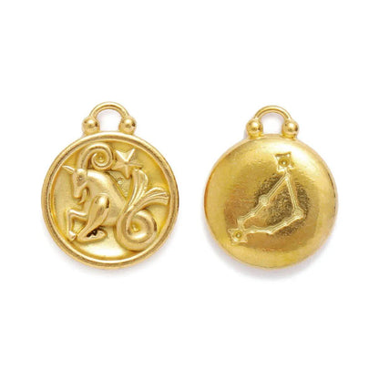 Set of 5 Stainless Steel Zodiac Charms, Round Zodiac Pendants, DIY Jewelry Making Supplies, Wholesale, Metal Color: XF500-x5, Parallel Import