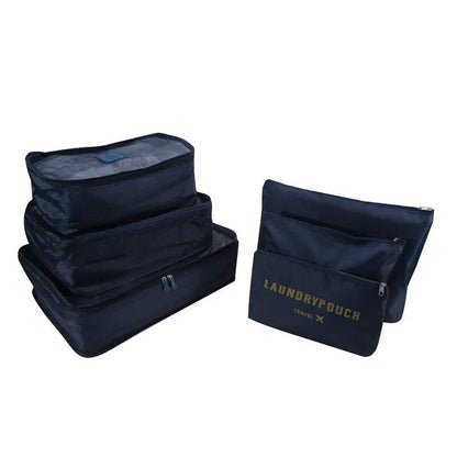 Set of 6 Travel Storage Bags for Clothes, Wardrobe, Suitcase, and Shoe Storage, Packing Cubes, Travel Organization Bags (Parallel Import)