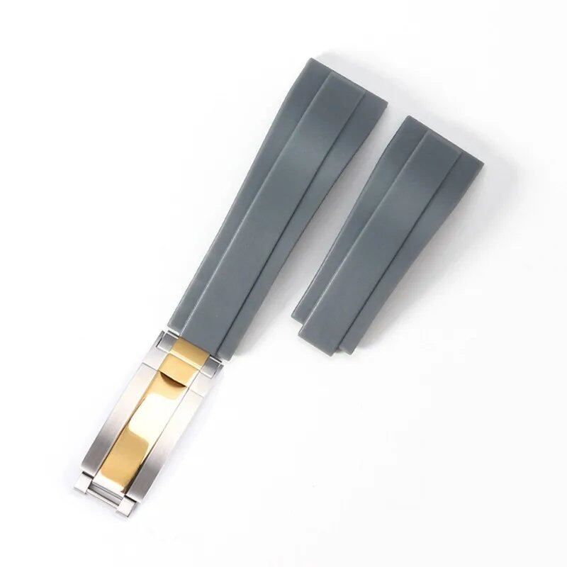 ロレックス オイスター フレックス 用 20mm カーブド ソフト シリコン ウォッチバンド - メンズ レディース スポーツ ブレスレット 折りたたみバックル リストベルト バンドカラー：;バンド幅：20mm－ロゴなし 並行輸入品