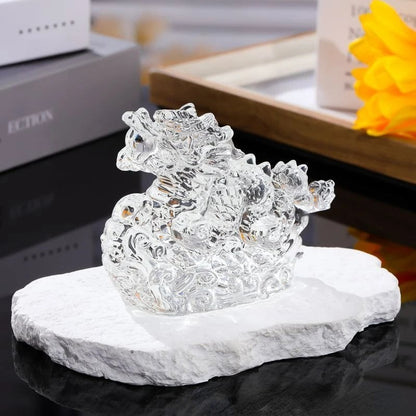 Crystal Dragon Figurine, Glass, Feng Shui, Zodiac, Auspicious Charm, Miniature, Divine Beast, Paperweight, Decor, Collectible, Craft, Parallel Import