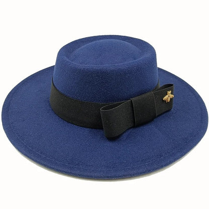 Winter Bowtie Fedora Hat with Textured Surface, Flat Top, and Elastic Band. Red. Men's and Women's Jazz Hat. Sizes: 56-58cm. Ships from: Parallel Import.