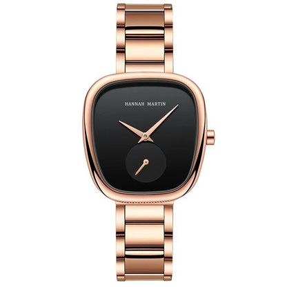 2023 New Women's Quartz Watch, 34mm, Wine Red, Rose Gold, Black, Stopwatch, Stylish Minimalist Oval Watch, Color: 1251G - Parallel Import