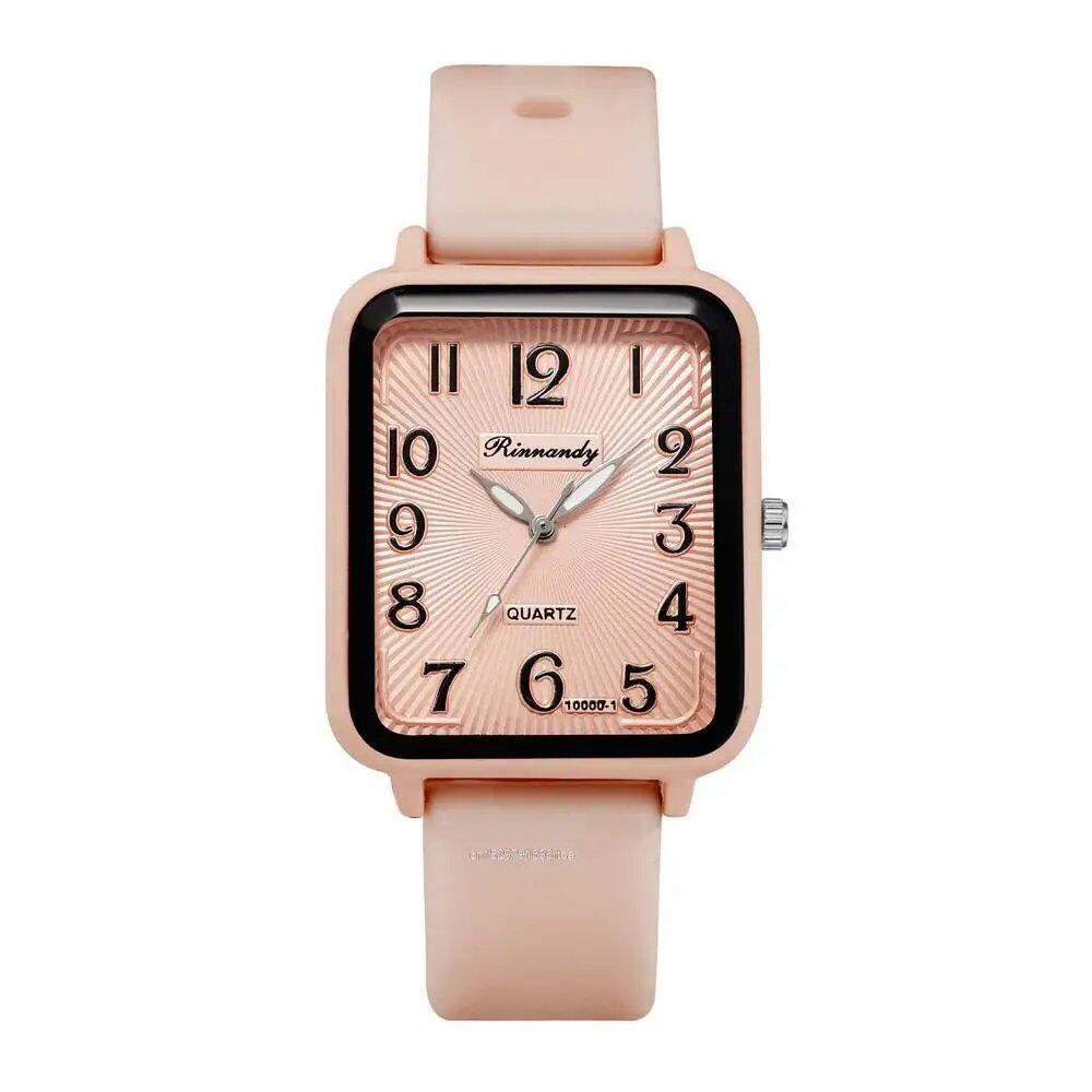 Hot Sale Fashion Ladies' Brand Watch, Leisure, Rectangle Digital, Simple, Women's Quartz Watch with Silicone Band, Sports Watch, Color: Parallel Import