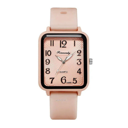 Hot Sale Fashion Ladies' Brand Watch, Leisure, Rectangle Digital, Simple, Women's Quartz Watch with Silicone Band, Sports Watch, Color: Parallel Import