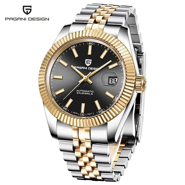 Pagani Design Men's Mechanical Watch, Top Brand, Luxury Automatic, Stainless Steel, 100m Water Resistant, Parallel Import