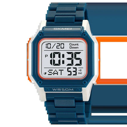 SKMEI Men's Waterproof Sports Watch with Countdown Stopwatch, Digital Watch, Dual Time Display, Fashionable Men's Clock; Imported