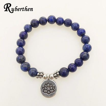 Lubertaine High-Quality Lapis Lazuli Bracelet with Natural Stone Beads, Men's Throat Chakra Charm, Spiritual Gift for Men, Parallel Import