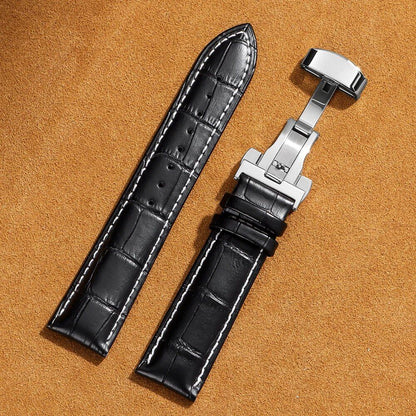 Genuine Crocodile Leather Business Watch Band Replacement for 12/14/16/17/18/20/22/24mm Watches with Butterfly Buckle, Band Color: mm, Parallel Import