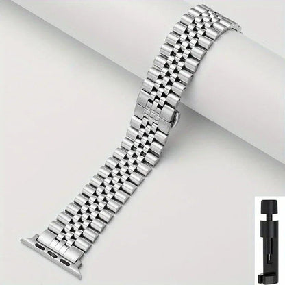 Stainless steel metal watch band for Apple Watch Series 9/8/7/6/5/4/3/SE, iWatch Ultra 2, 49mm, 45mm, 44mm, 42mm, 41mm, 40mm, 38mm. Band Color: mm. Parallel import.