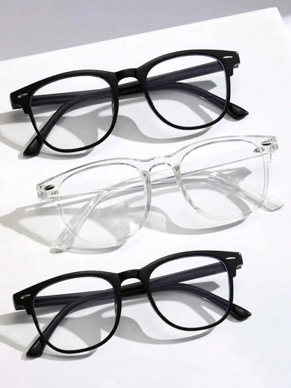 Set of 1, 2, or 3 Unicescu Square Plastic Frames, Stylish Blue Light Blocking Clear Glasses, Back to School Fashion Accessory, Frame Color: Parallel Import