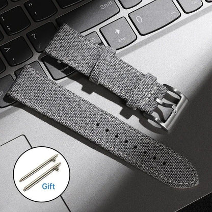 Quick Release Watch Strap for Men and Women, Nylon and Leather Band, Universal Military Fabric Leather Wristband, Army Sport Bracelet, 20mm/22mm Band Color: mm; Ships from: Parallel Import