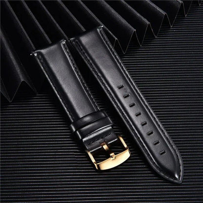 Quick Release Leather Watch Band, 18mm, 20mm, 22mm, Business Watch Strap, Black, Brown, Soft Bracelet, Watch Accessories, Band Color: mm, Parallel Import