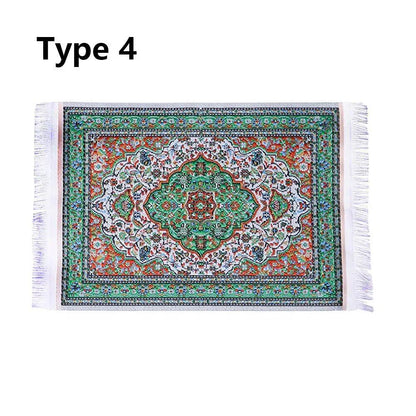 1/12 Scale Turkish Miniature Woven Rug, Dollhouse Carpet, Play House, Mini House Decoration, Floor Mat, Doll Accessories, Parallel Import