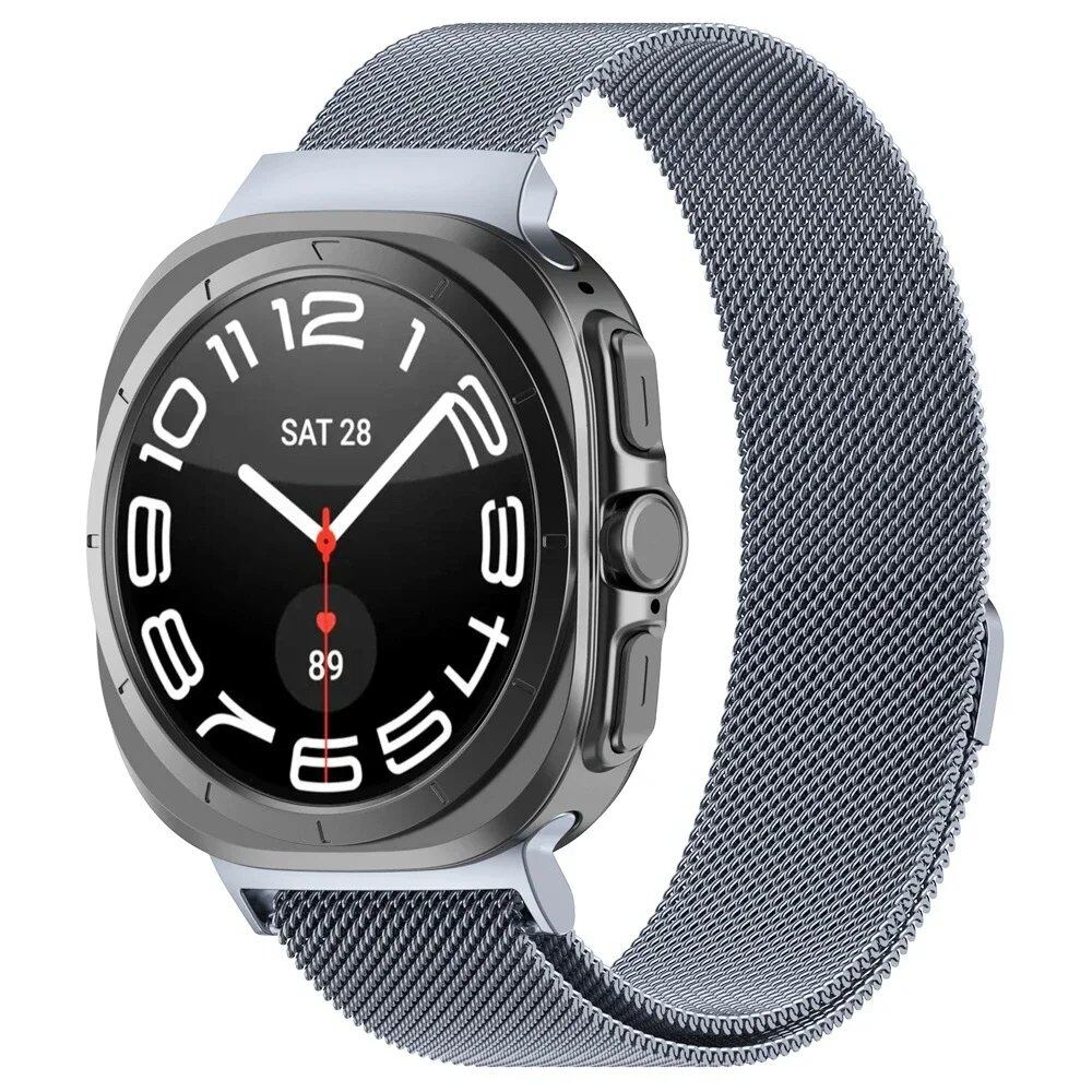 Stainless Steel Milanese Loop Magnetic Bracelet for Samsung Galaxy Watch Ultra 47mm, Gapless, Compatible with 7 Ultra, Watch Band Accessory, Band Color: 0; Galaxy 7 Ultra 47mm Band Width, Parallel Import