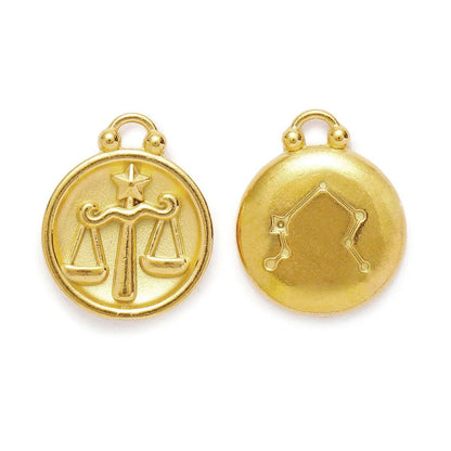 Set of 5 Stainless Steel Zodiac Charms, Round Zodiac Pendants, DIY Jewelry Making Supplies, Wholesale, Metal Color: XF500-x5, Parallel Import