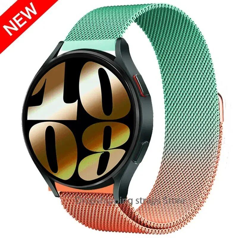 Compatible with Samsung Galaxy Watch 5/6/4/Classic, 22mm/20mm Metal Milanese Loop Magnetic Star-Like Bracelet, Hubai GT4/3/2e Strap, Size 2, Parallel Import