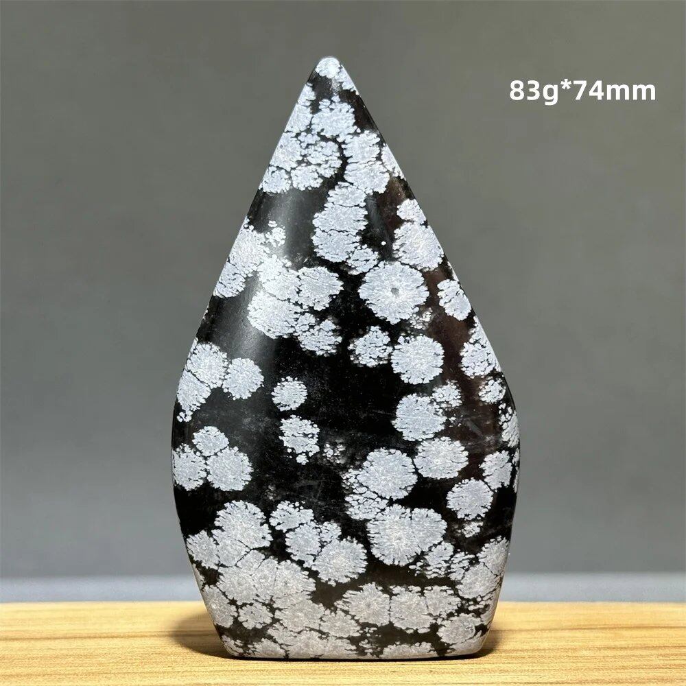 Snowflake Obsidian Freeform Ornament with Natural Quartz, Reiki, Meditation, Healing, Witchcraft, Energy Decoration, Home Gift, Color: Parallel Import