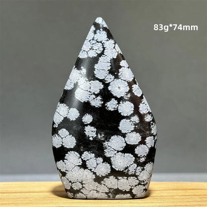 Snowflake Obsidian Freeform Ornament with Natural Quartz, Reiki, Meditation, Healing, Witchcraft, Energy Decoration, Home Gift, Color: Parallel Import