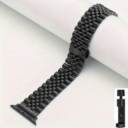 Stainless steel metal watch band for Apple Watch Series 9/8/7/6/5/4/3/SE, iWatch Ultra 2, 49mm, 45mm, 44mm, 42mm, 41mm, 40mm, 38mm. Band Color: mm. Parallel import.