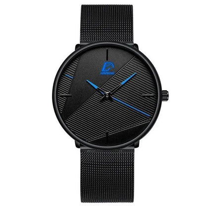 Fashionable Men's Minimalist Watch, Simple Business Style, Ultra-Thin, Stainless Steel Mesh Strap, Quartz Movement, Relogio Masculino, Color: Parallel Import