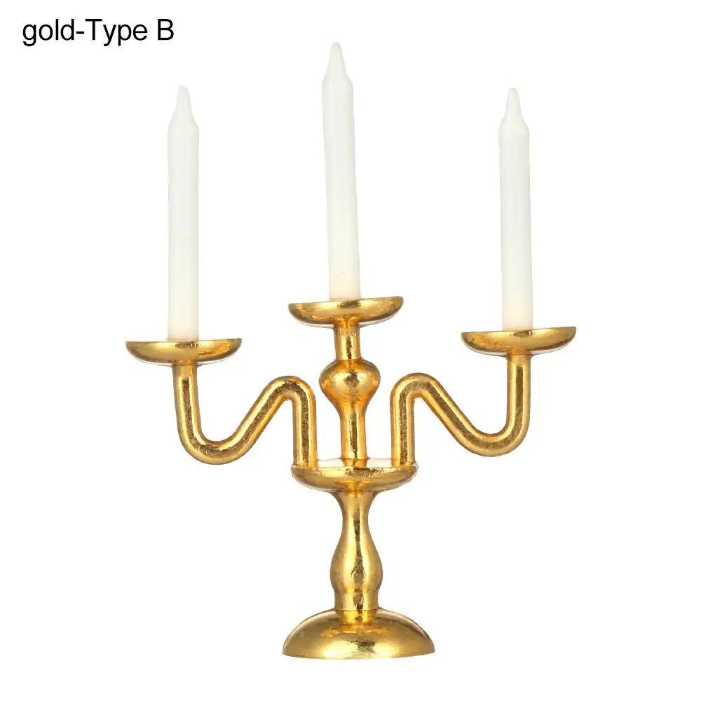 1/12 Scale Miniature Candlestick, Candle Stand for Dollhouses, Furniture, Toy, Pretend Play, Dollhouse Decoration, Accessory, Parallel Import