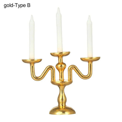 1/12 Scale Miniature Candlestick, Candle Stand for Dollhouses, Furniture, Toy, Pretend Play, Dollhouse Decoration, Accessory, Parallel Import