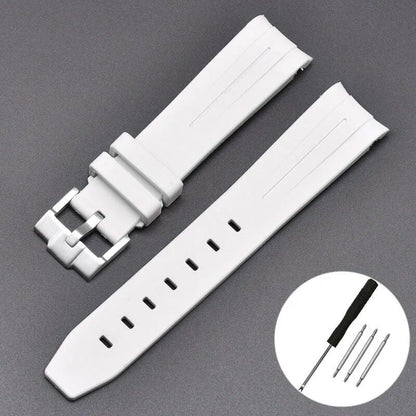 New 20mm Bent End Rubber Watch Strap for Omega Moonwatch, Joint Constellation, Men's Waterproof Sports Watch Band, Band Color: 20mm; Band Width: 20mm, Parallel Import