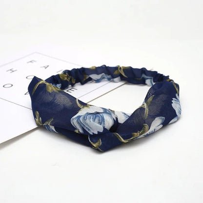 Women's Summer Bohemian Print Headband, Retro Cross Turban, Bandage Bandana, Hair Accessory, Head Wrap, Parallel Import