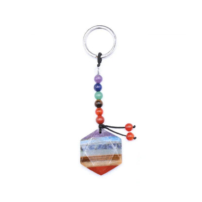 Trendy Hexagram Keychain, Natural Stone Spiritual Key Accessory, DIY Car Gift, Keychain Part, Color: Style 1, Parallel Import.Trendy Hexagram Keychain, Natural Stone Spiritual Key Accessory, DIY Car Gift, Keychain Part, Color: Style 1, Parallel Import.