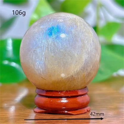 Moonstone Sphere Crystal, Natural Quartz Stone, Home Decor, Mineral, Reiki, Craft, Gift, Energy, Healing, Spiritual, Love, with Stand, Parallel Import