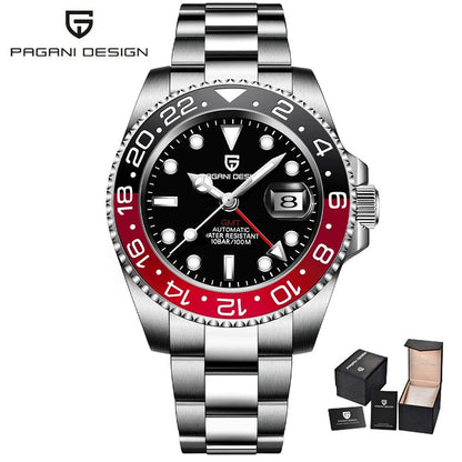 Pagani Design Model 40mm GMT Mechanical Watch with Sapphire and Ceramic Bezel, Automatic, Stainless Steel, 100m Water Resistance, Parallel Import
